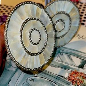 Set of 2 Beautiful Abalone Shell Drapery/Curtain 4"x4.25"  Tie/Hold Backs.